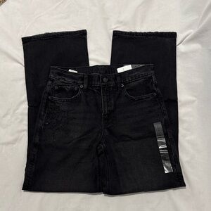 NWT American Eagle Outfitters Raven Black High-Rise Stovepipe Jeans with cobweb